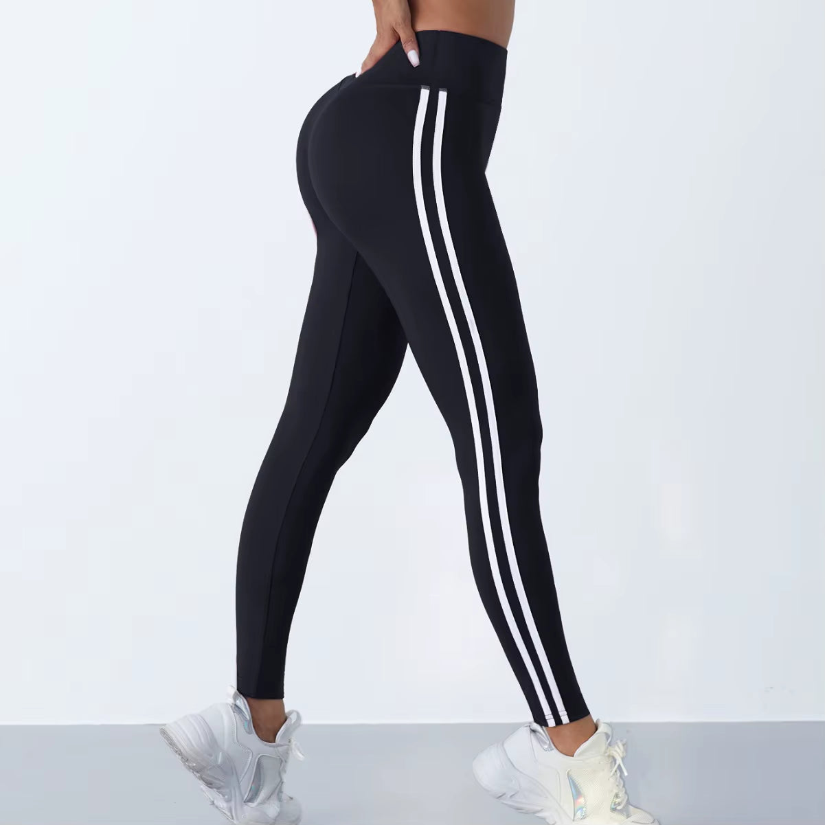 Yoga Leggings Women Striped Slim Sports Pants High Waist Hip Liftting Casul Tights Workout Running Stretchy Gym Leggings